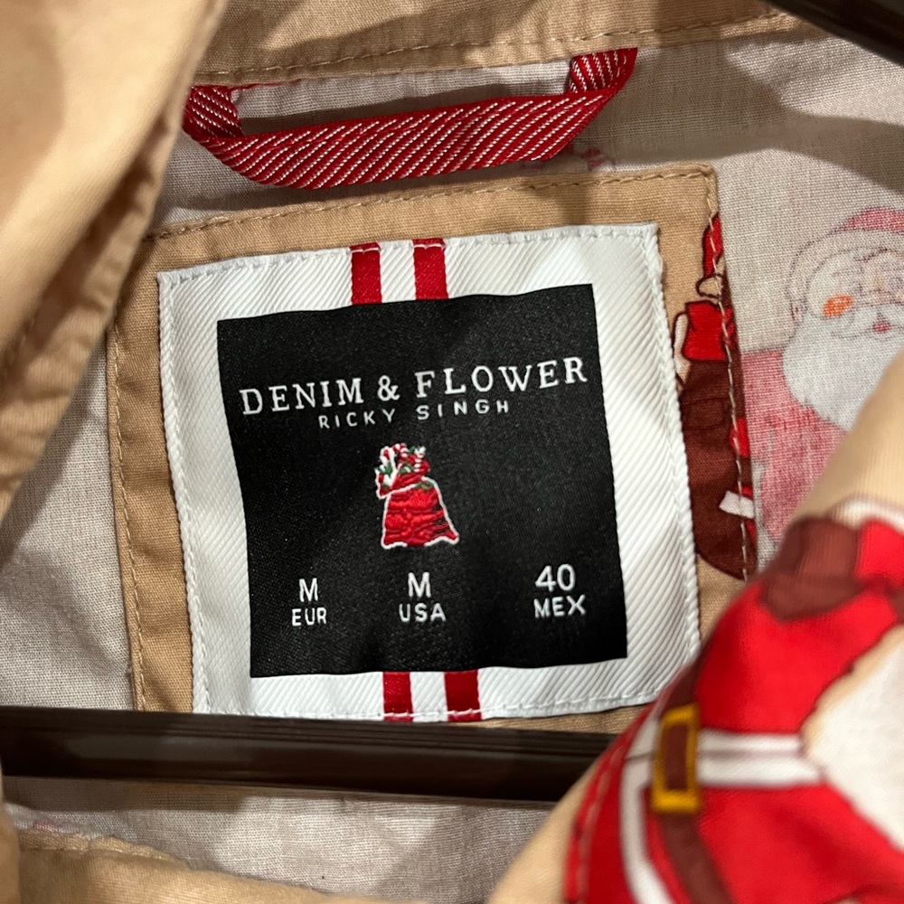 Denim & Flower Tan Santa Print Raincoat - Picture 3 of 3